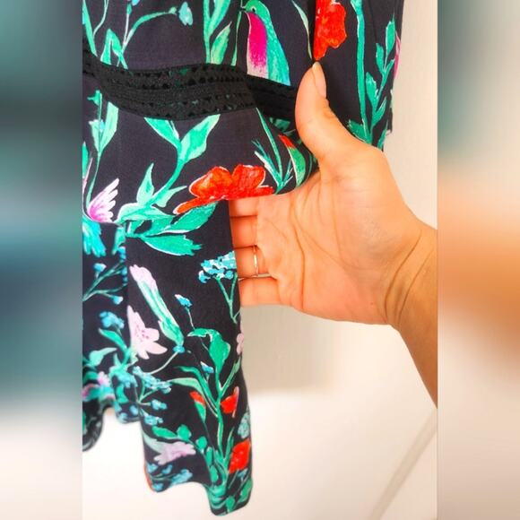 Kate Spade Jardin Crepe Romper Scenic Route Green Multi Floral Women Sz 6 - Picture 5 of 10